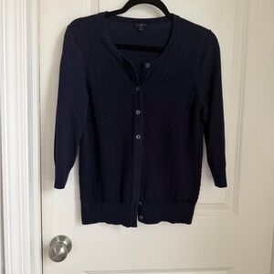 Talbots Petite Navy Textured Button-Front Women's Cardigan
